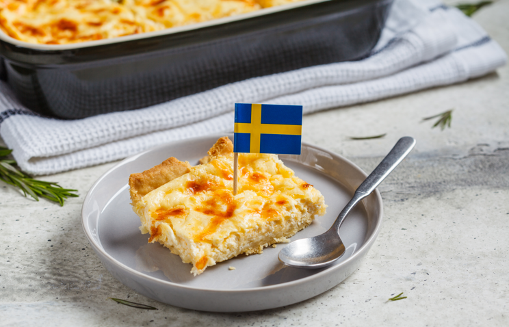 A slice of homemade Swedish Västerbotten cheese pie