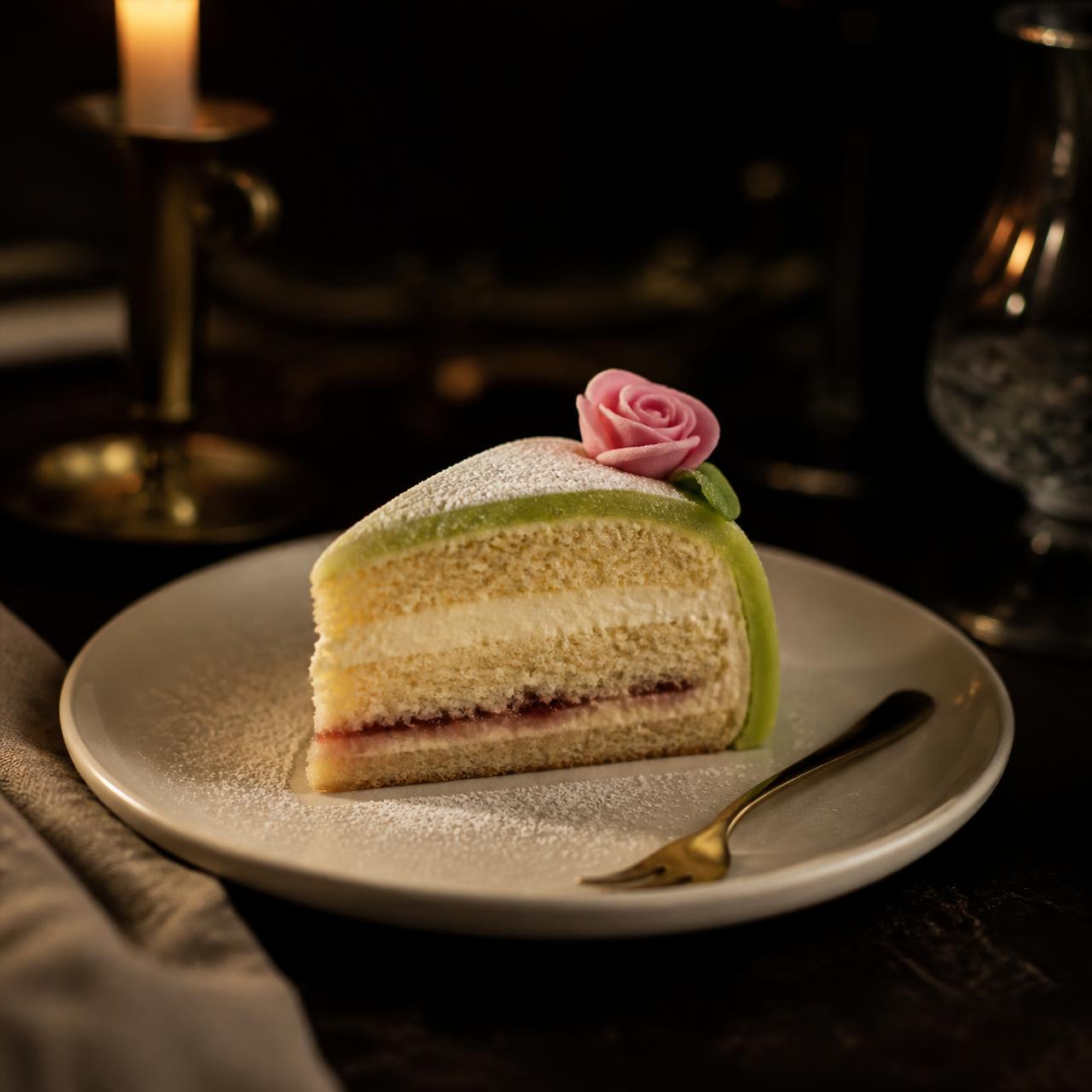 A homemade Swedish dessert by candlelight